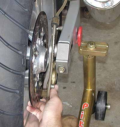removing front wheel with disc brake